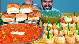 Eating Spicy Pani Puri and Pav Bhaji | Pani Puri Challenge, Golgappa challenge, Street food eating