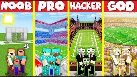 Minecraft NOOB vs PRO vs HACKER vs GOD: FOOTBALL STADIUM BUILD CHALLENGE in Minecraft / Animation