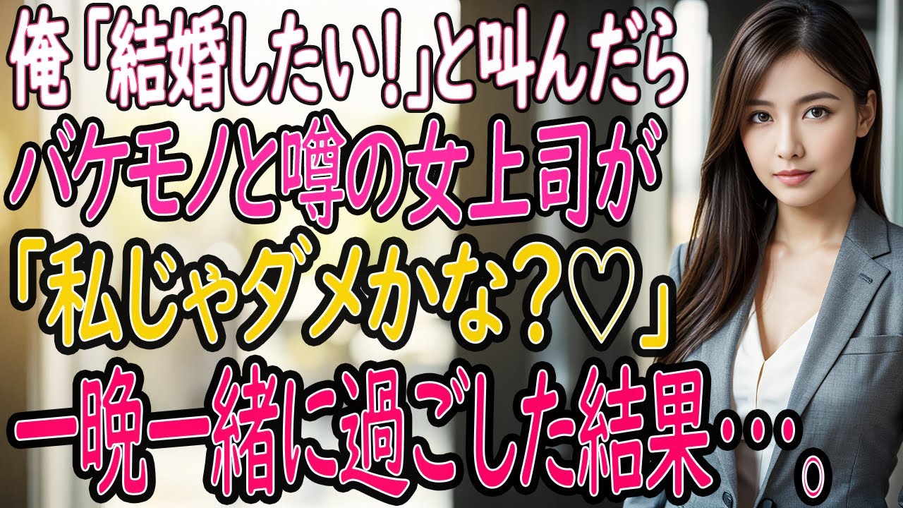 【馴れ初め 感動】俺「結婚したい！」大声で叫んだら、バケモノと噂の女上司が 「私じゃダメかな？」一晩一緒に過ごすと実は超絶美女で...【いい話・朗読・泣ける話】