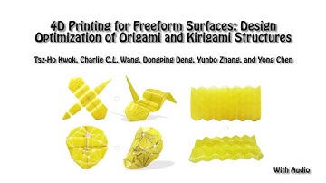 4D Printing for Freeform Surfaces: Design Optimization of Origami Structures