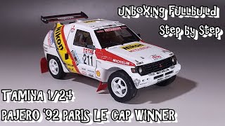 タミヤ 1/24 三菱パジェロ‘92 Paris Le cap winner unboxing fullbuild TAMIYA 1/24 MITSUBISHI PAJERO '92 PARI LE CAP