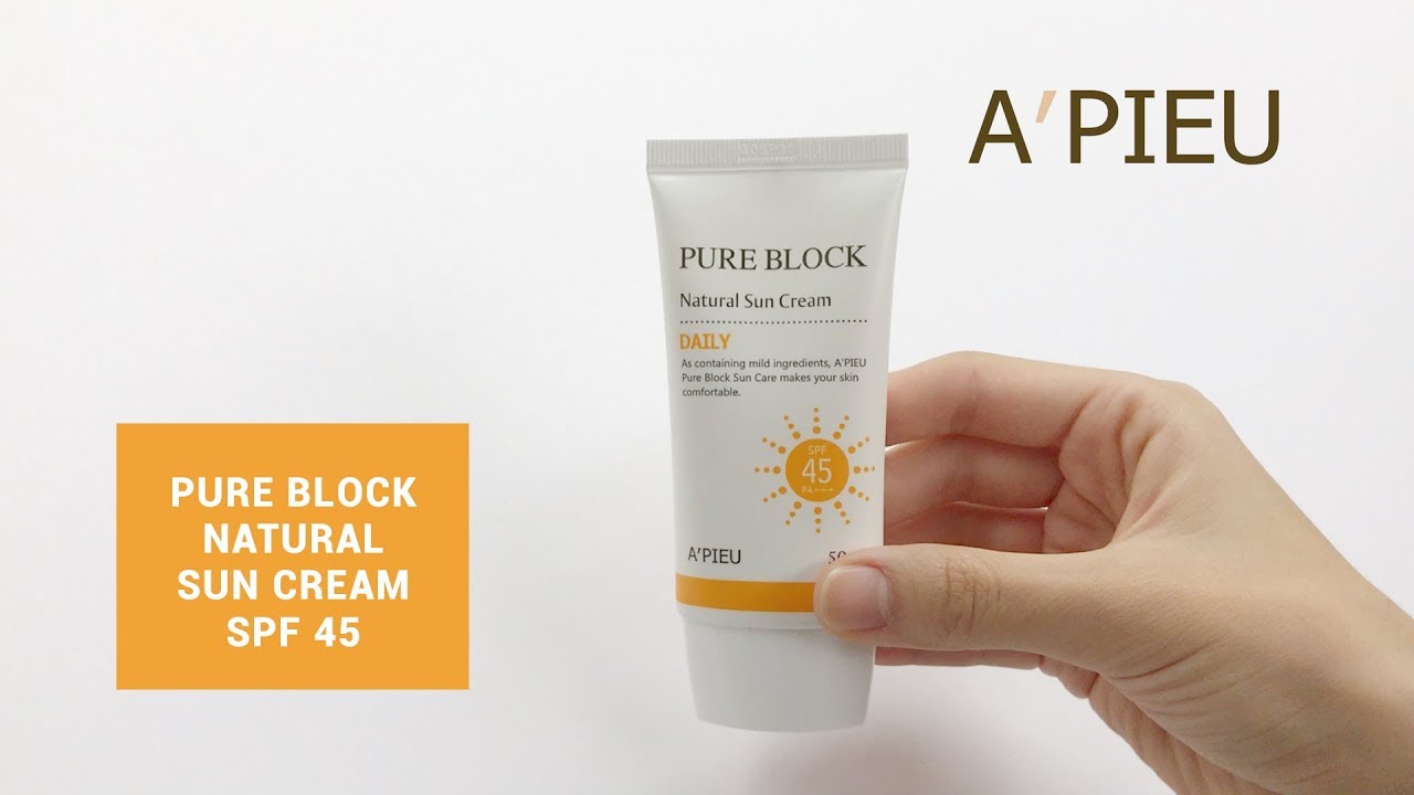 [A'PIEUS US] Pure Block Natural Daily Sun Cream SPF45 - YouTube