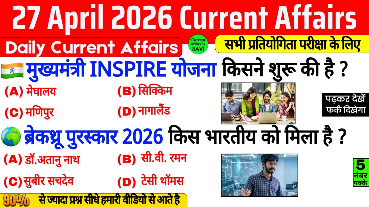 27 April 2026 Current Affairs | Current Affairs Today | Current GK SSC ...