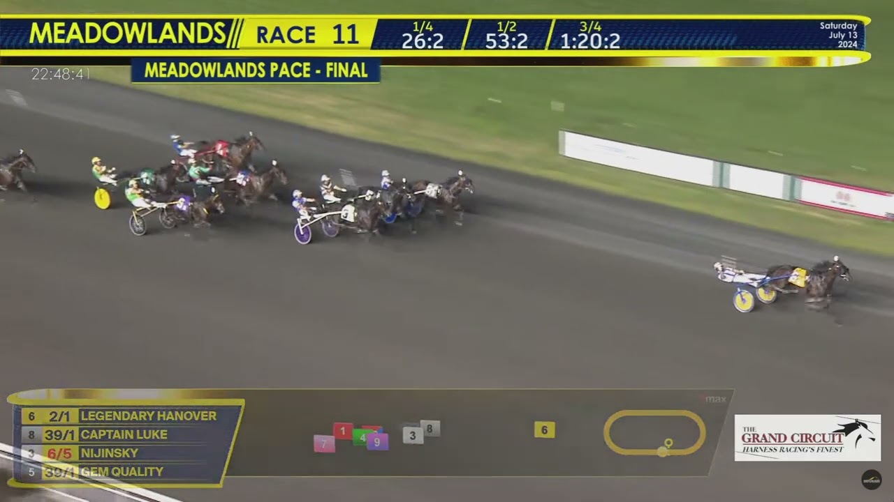 Legendary Hanover winning the 2024 $650,000 Meadowlands Pace