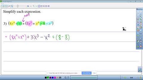 Algebra 2 6.2 Adding & Subtracting Polynomials
