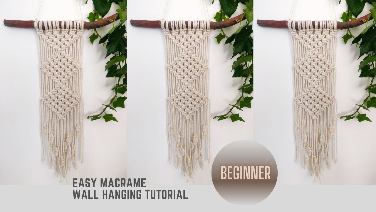 Diamond Shape Geometric Easy Macrame Wall Hanging Tutorial - you can make in 30 mins - Step by step