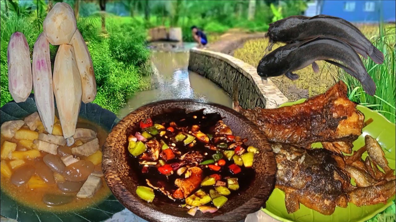 MAKAN BEGINI AJA NIKMAT KOLAK UBI JALAR IKAN WADER LELE GORENG GARING HASIL MANCING SAMBAL MENTAH 
