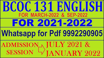 BCOC 131 Solved Assignment 2021-22 in English.