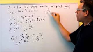 Find the Extreme Value and Where it Occurs (Rational Function)