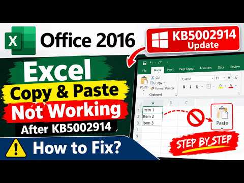 Office 2016 Excel Copy & Paste Not Working After KB5002914