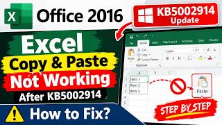 Office 2016 Excel Copy & Paste Not Working After KB5002914