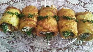 Кабачковые рулетики с творогом. Вкусная и быстрая закуска Кабачковые рулетики с творогом. Вкусная и быстрая закуска
