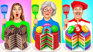Me vs Grandma Cooking Challenge | Cake Decorating Challenge by Jelly DO