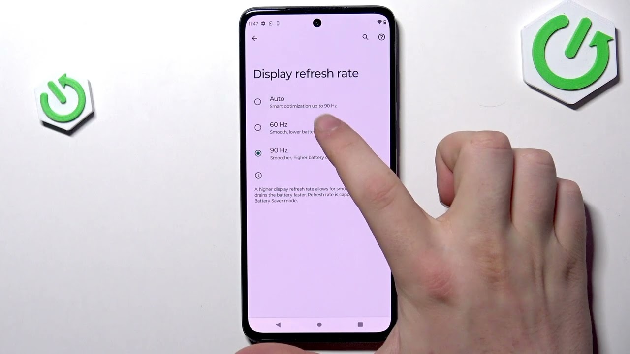 MOTOROLA Moto G52 — Как изменить частоту обновления экрана