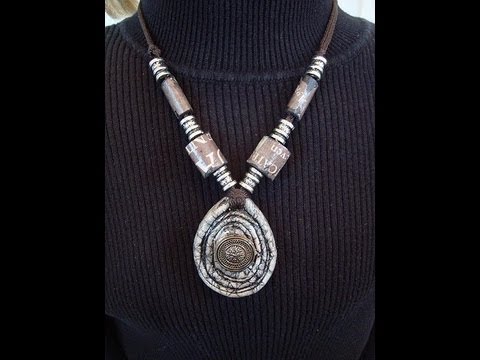 HOW TO MAKE A STATEMENT PENDANT NECKLACE with newspaper.