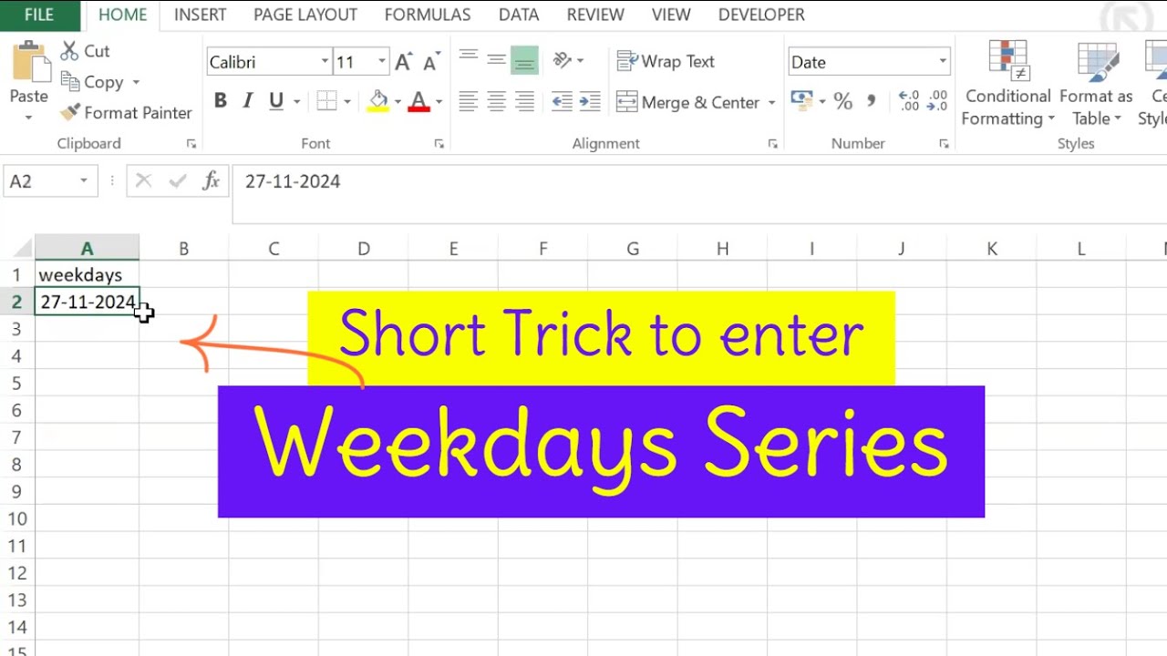 shorttrick-how-to-enter-weekdays-series-in-excel-youtube
