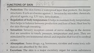 Functions Of Skin.