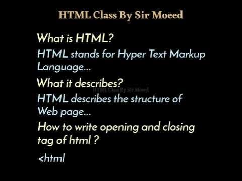 what is html Short | HTML Class By Sir Moeed #html #coding # ...