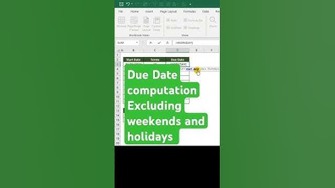 How to compute Due Dates excluding weekends and holidays in Excel