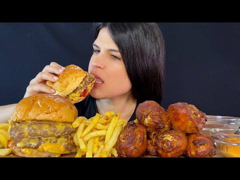 cheesy-burger-&-bbq-chicken-|-mukbang-|-asmr-|-eating-sounds