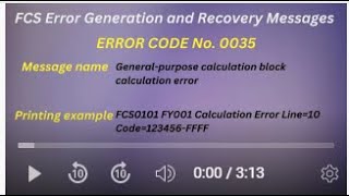 FCS Error Generation and Recovery Messages Error code 0035