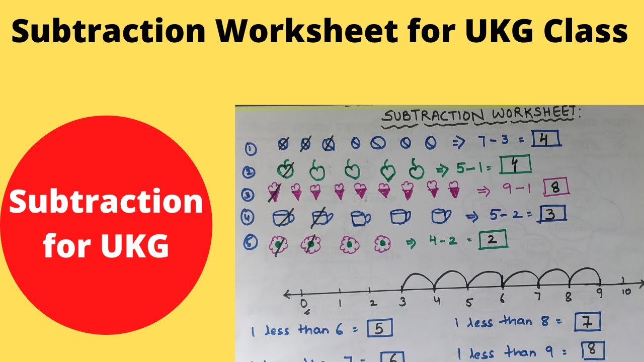 subtraction worksheet for ukg class subtractionworksheet mathsworksheet ukgclass ukgworksheet youtube