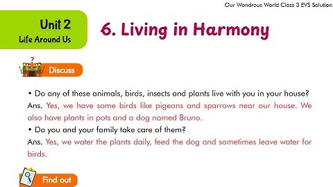 Living in Harmony | Class 3 EVS | Question Answer | Our Wondrous World | Chapter 6
