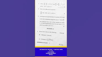 MATHEMATICAL METHODS, QUESTION PAPER, 14-1-25 | BSc 5th SEM, PUNJABI UNIVERSITY, PATIALA ||