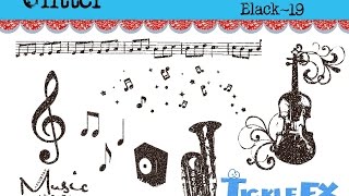 40 Glitter Musical Theme Vectors: black color Clip Art Digital Scrapbooking