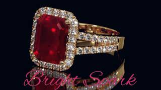 Золотое кольцо с рубином в ореоле россыпи Beatrice 5,1 карата от Bright Spark