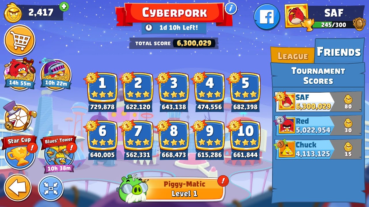 Angry Birds Friends. Cyberpork (17.01.2026). All levels 3 stars. Passage from Sergey Fetisov
