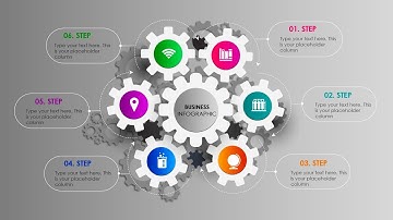 Create 6 Gear shape Options Infographic slide in PowerPoint