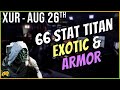 Titan&#39;s Don&#39;t Miss This - High Stat Exotic, Legendary Armor, Decent Arc Bow - Xur Aug 26