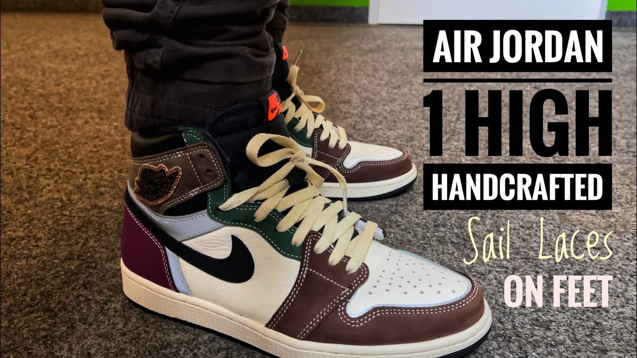 AIR JORDAN 1 HIGH OG HANDCRAFTED SAIL LACES | ON FEET - YouTube