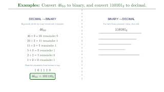 Base Change: Converting Between Binary and Decimal | Worked Examples