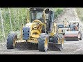 BIG Digger Excavator Motor Grader Compactor Working On Road Construction