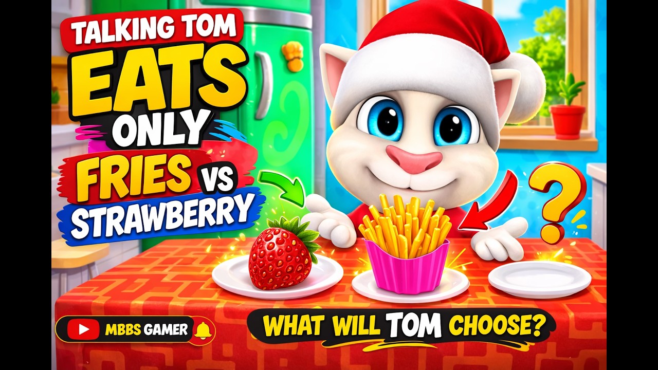 Talking Tom Eats ONLY Fries vs Strawberry Challenge 🍟🍓 | Funny Talking ...