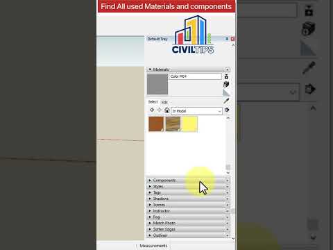 How to find All used materials and components in sketchup model workspace (Civil Tips 2020)