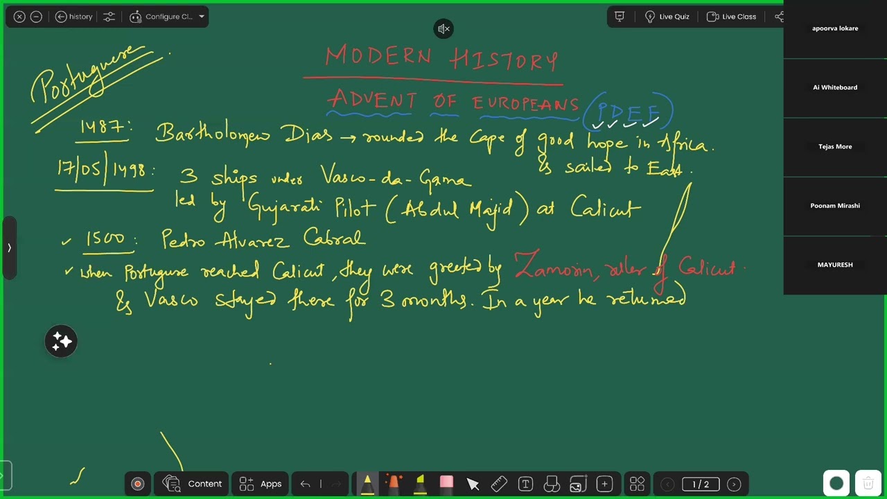 HISTORY LECTURE (ADVENT OF EUROPEANS)
