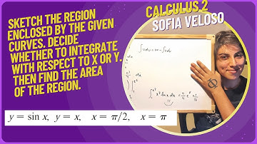 6.1.6 Sketch the region enclosed by the given curves. y = x, y = sin(x), x = pi/2, x = pi