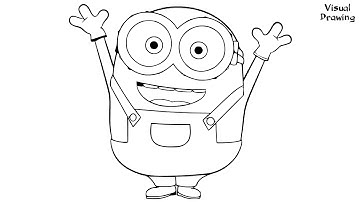 Minions Drawing Easy, How To Draw Minion Bob Cartoon For Beginners Step By Step #miniondbob #minion