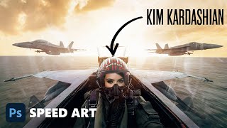 I replaced Tome Cruise with Kim Kardashian in Top Gun Maverick Poster using Photoshop Speed Art