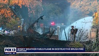 Dry, windy weather fueled flames in destructive brush fire in Parkland | FOX 13 Seattle