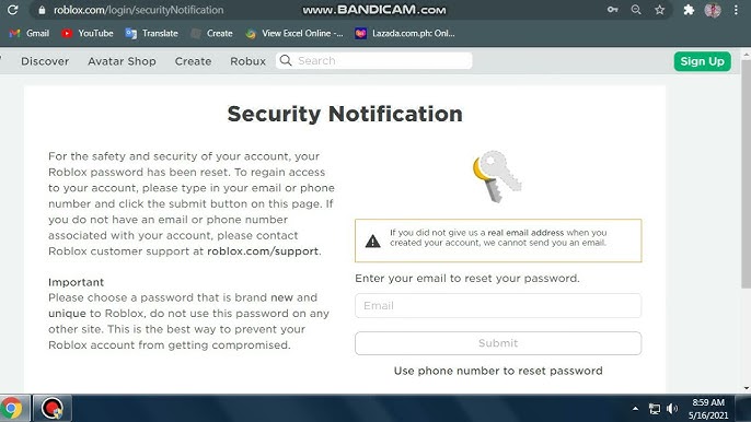 CANT LOG INTO ROBLOX ACCOUNT CAUSE OF SECURITY NOTIFICATION : r