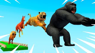 Jump Game with Gorilla, Tiger, Lion, Horse - Cartoon Animation screenshot 1