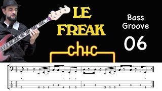LE FREAK (Chic) How to Play Bass Groove Cover with Score & Tab Lesson chords