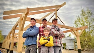 Huge Timber Frame Pavilion Built by Dad and Teenagers