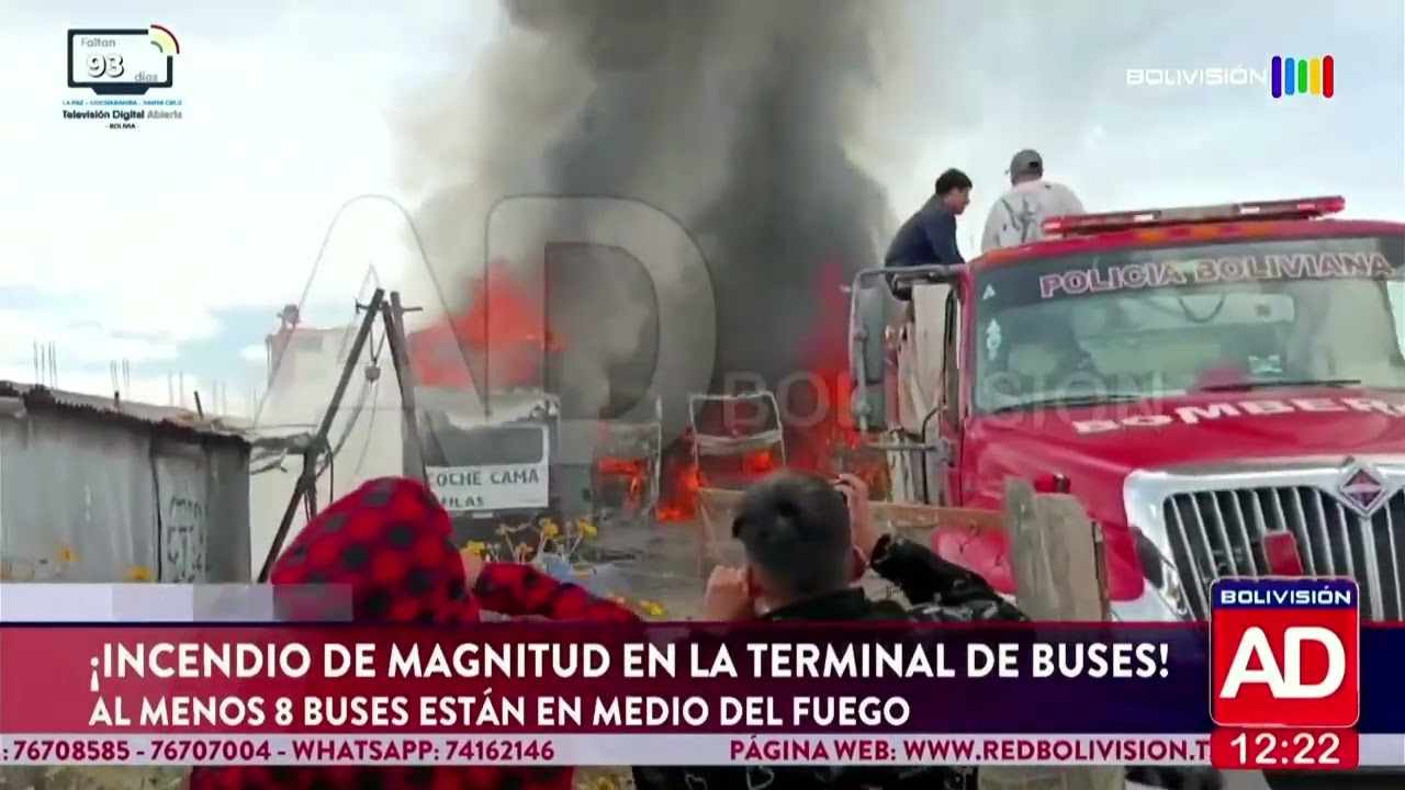Incendio de gran magnitud en la terminal de Oruro
