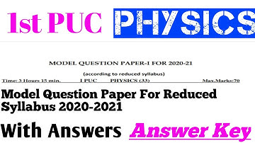 1st puc PHYSICS reduced syllabus model question paper-1. 2021and it
