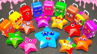 Mixing SLIME Numberblocks : Suitcase, Star insite Pinkfong Box CLAY Coloring! Satisfying ASMR Videos